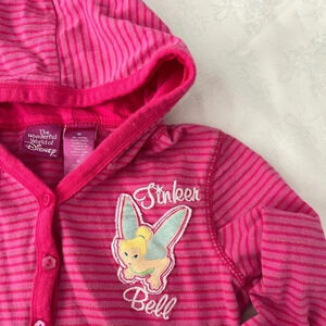Disney Tinkerbell  Sweater Pink Stripes Button Accents Size 3X Girls